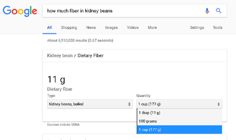 Google search for fiber